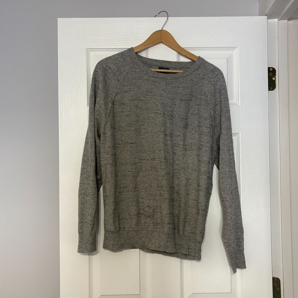 J.Crew Sweater Mens L Gray 100% Cotton Crewneck Pullover Textured Long Sleeve